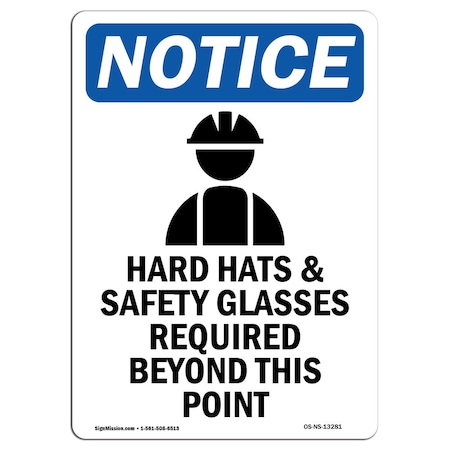 Signmission OSHA Sign, Hard Hats And With, 10in X 7in Aluminum, 7" W, 10" H, Portrait, OS-NS-A-710-V-13281 OS-NS-A-710-V-13281